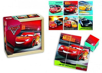 Klocki Puzzle drewniane Cars 6 obrazków Oryginalne