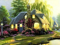 Diamentowa Mozaika Haft Diamentowy Chatka Zieleń 30X40 Cm Kreatywne Diamenty