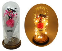 RÓŻA - BUKIET ŚWIATŁO LED DREWNIANA PODSTAWA SZKLANA KAPSUŁA  / 24 ŚWIATŁO CIĄGŁE
Wymiary szt 12x27 cm
