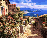 Malowanie Po Numerach Miasto, Morze 50X40 Cm+ Rama