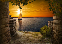 Diamentowa Mozaika Żaglówka Na Jeziorze O Zachodzie Słońca 30x40 Cm