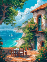 Diamentowa Mozaika Haft Diamentowy Patio Z Widokiem Na Ocean 30x40