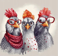 Diamentowa Mozaika Kury Trzy W Okularach 30x40 Cm Kreatywne Diamenty