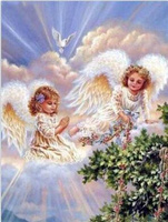 Diamentowa Mozaika Dwa Aniołki Na Niebie 30x40Cm Kreatywne Diamenty