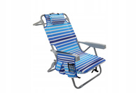 Składany Leżak Plażowy z Kieszonkami i Torbą Termiczną Stal Titanium Udźwig 150 kg