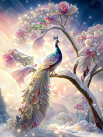 Diamentowa Mozaika Biały Paw Na Gałęzi 30X40 Cm Kreatywne Diamenty