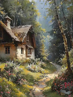 Malowanie Po Numerach Chata Przy Leśnej Drodze 50x40 Z Ramą