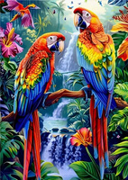 DIAMENTOWA MOZAIKA PAPUGI Z WODOSPADEM PAK 60 
30X40