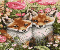 Malowanie Po Numerach Lisy W Kwiatach 50x40 Z Ramą Kreatywne