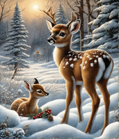 Malowanie Po Numerach Jelonki W Zaśnieżonym Lesie 40X50 Z Ramą