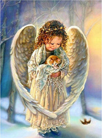 Diamentowa Mozaika Aniołek Z Kotkiem Haft Kreatywny 30x40 Cm