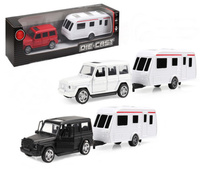 AUTO Z PRZYCZEPĄ KEMPINGOWĄ, pak 108 
mix trzech kolorów aut, 
wymiary auta: 7 x 31,5 x 5,5 cm, 
wymiary opakowania: 7,5 x 35 x 10 cm