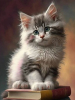 DIAMENTOWA MOZAIKA KOT MALUTKI NA KSIĄŻKACH PAK 60 
30X40