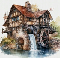 Diamentowa Mozaika Stary Młyn Nad Rzeką 30x40 Cm Kreatywne Diamenty