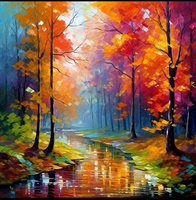 Diamentowa Mozaika Rzeka Jesienią Haft Kreatywny 30x40 Cm