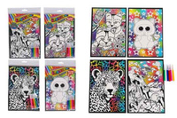 KOLOROWANKA BROKATOWA +5 PISAKÓW FOLIA*12  pak 384
18x 25 cm 
4 wzory -ocean, szopy, pantera, pada