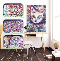 Diamentowa Mozaika Mandala 7d Biały Kot 30x40 Haft