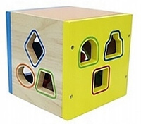 Drewniana Kostka Z Sorterem 19 Cm Zabawka Montessori