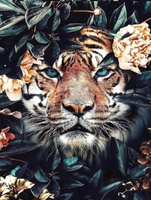 Diamentowa Mozaika Tygrys W Liściach 30X40 Cm Kreatywne Diamenty