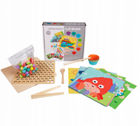 Mozaika Drewniana Obrazki Z Kulek Koralików Kolorowych Układanka