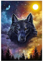 Diamentowa Mozaika Wilk Gwieździste Niebo Haft Kreatywny 30x40 Cm