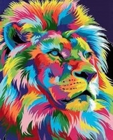 Malowanie Po Numerach Kolorowy Lew 50X40 Cm Z Ramą Kreatywne