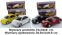 RADIO -AUTO NEW BEETLE 21 X 10 X 8 /40
Solidnie wykonane auto zasilane akumulatorkiem ( w zestawie). ładowanie przez kabel USB. Dostępne w 4 kolorach. 
Wymiary opakowania : 24cm x 11cm x 9,5cm
Wymiary auta : 21,5cm x 9,5cm x 8,5cm
