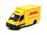 Mercedes DHL Auto Dostawcze Metalowe Kurier Pull Back Otwierane Tylne Drzwi