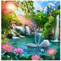 Diamentowa Mozaika Łąbędzie Jezioro Haft Kreatywny 30x40 Cm