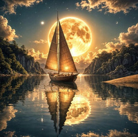 Malowanie Po Numerach Żaglówka Na Jeziorze Nocą 40X50 Cm Na Ramie Kreatywne