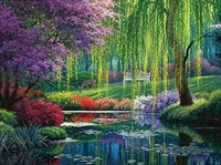 Malowanie Po Numerach Zielony Park Nad Wodą 40X50 Z Ramą Kreatywne