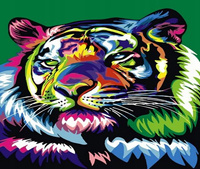 Malowanie Po Numerach Kolorowy Tygrys 50X40 Cm Z Ramą Kreatywne