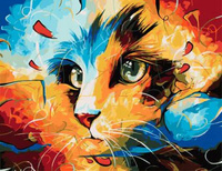 Diamentowa Mozaika Kot Abstrakcyjny Haft 30x40 Cm