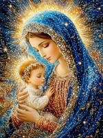 Diamentowa Mozaika Matka Boska Z Dzieciątkiem 30x40 Cm Kreatywne Diamenty
