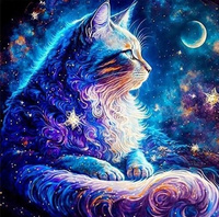 Diamentowa Mozaika Kot Astralny W Kosmosie 30x40 Cm Kreatywne Diamenty