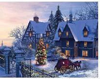 Diamentowa Mozaika Haft Kreatywny Dom Zimą 30x40 Cm