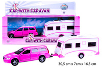 AUTO MET. VOLVO RÓŻOWE Z CAMPINGIEM KARTON