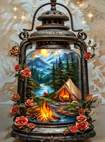 Diamentowa Mozaika Lampion Z Widokiem Na Góry 30x40 Cm Kreatywne Diamenty