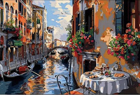 Diamentowa Mozaika Haft Diamentowy Śniadanie O Poranku Na Uliczkach Wenecji 30x40