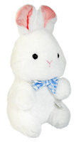 ZAJĄCZEK KRÓLICZEK MASKOTKA PLUSZAK BIAŁY Z MUSZKĄ 23 cm