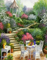 Diamentowa Mozaika Śniadanie W Ogrodzie Altanka 30x40Cm Kreatywne Diamenty