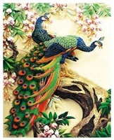 Diamentowa Mozaika Pawie Na Drzewie 30x40Cm Kreatywne Diamenty