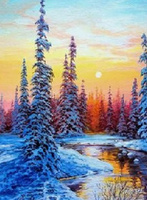 Diamentowa Mozaika Leśna Rzeka Zimą Haft Kreatywny 30x40 Cm