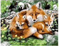 Diamentowa Mozaika Lisia Rodzina Haft Kreatywny 30x40 Cm
