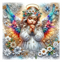Diamentowa Mozaika Aniołek Z Tęczowymi Skrzydłami 30X40 Cm Kreatywne