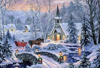 Diamentowa Mozaika Świąteczna Wycieczka Bryczką Haft Kreatywny 30x40 Cm