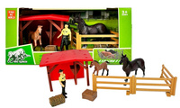 KONIE FIGURKA ZESTAW FARMA 2, WIATA, OGRODZENIE, FARMER I 2 KONIE, pak 36/18, 
dwa warianty kolorystyczne koni, 
wymiar opakowania: 34 x 14 x 15 cm
