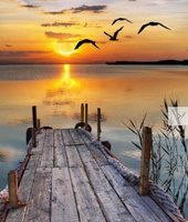 Diamentowa Mozaika Pomost Zachód Słońca 30X40 Cm Kreatywne Diamenty