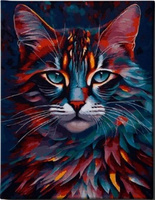 Diamentowa Mozaika Kot W Kolorach Kreatywny 30x40 Cm