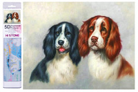 Diamentowa Mozaika Haft Diamentowy Psy Spaniele 30X40CM